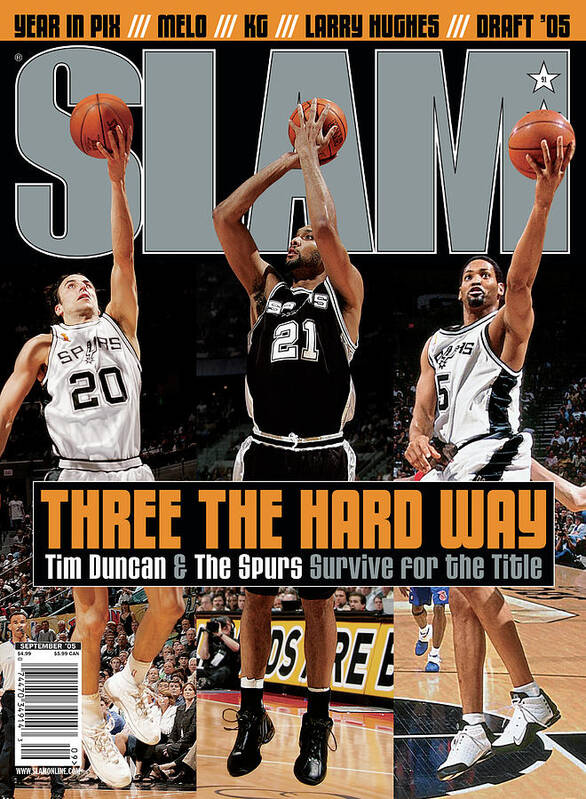 Tim Duncan Art Print featuring the photograph Three the Hard Way: Tim Duncan & The Spurs Survive for the Title SLAM Cover by Getty Images