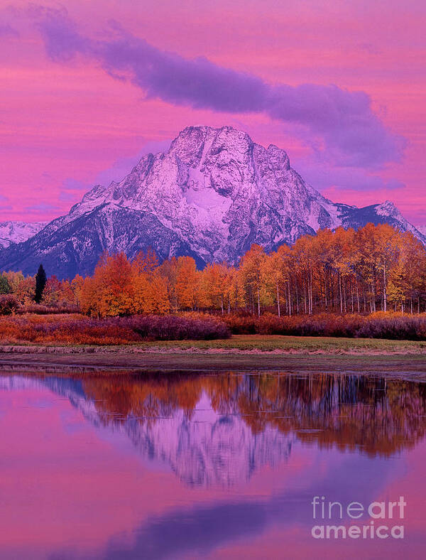 Dave Welling Art Print featuring the photograph Dawn Oxbow Bend In Fall Grand Tetons National Park by Dave Welling