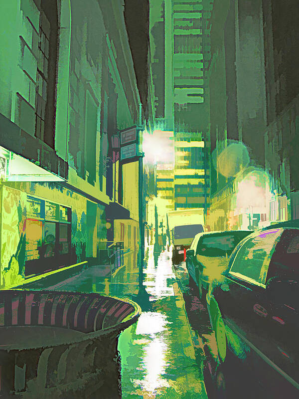 Pop Art Art Print featuring the digital art Rainy NY Night by Steve Ladner