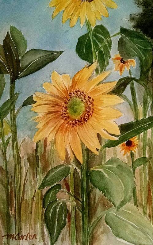 Sunflower Art Print featuring the painting Field of Sunshine by M Carlen