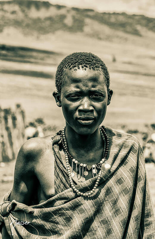 Maasai Art Print featuring the photograph 4300 Portrait Young Maasai Ngorongoro Tanzania by Amyn Nasser Neptune Gallery