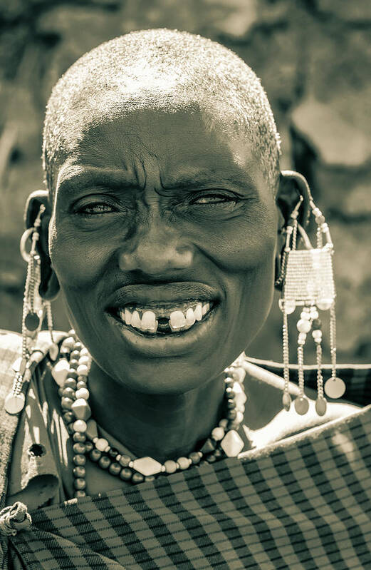 Ngorongoro Maasai Tanzania Art Print featuring the photograph Portrait Maasai Woman Ngorongoro 4216 by Amyn Nasser