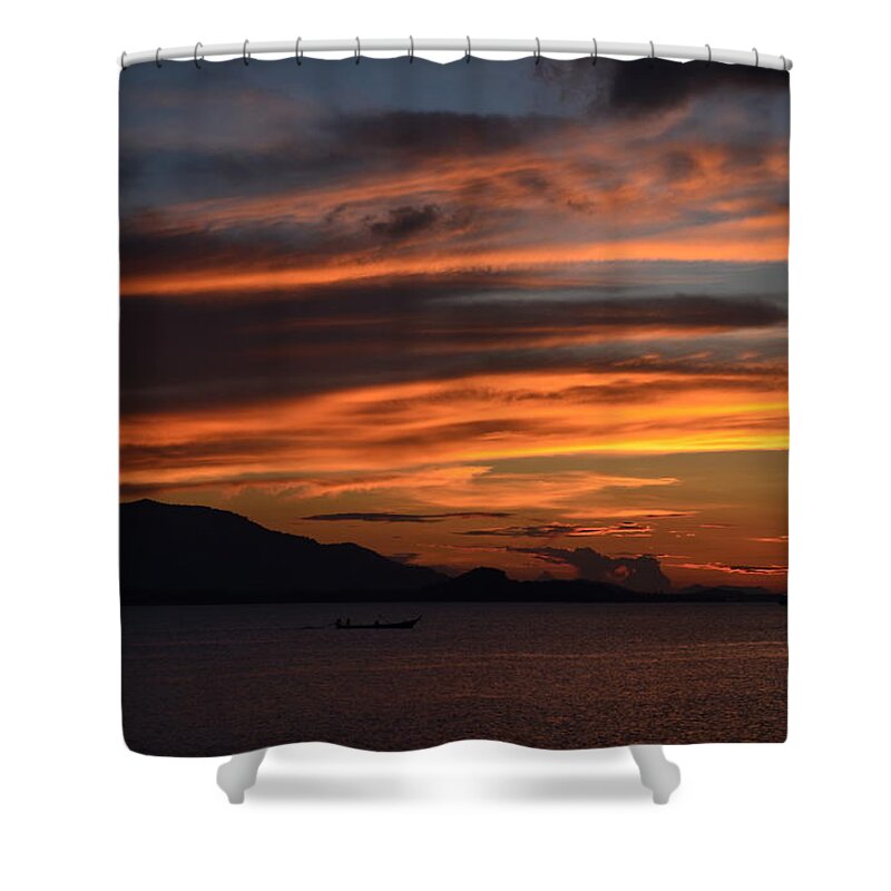 Michelle Meenawong Shower Curtain featuring the photograph Burning Sky #1 by Michelle Meenawong