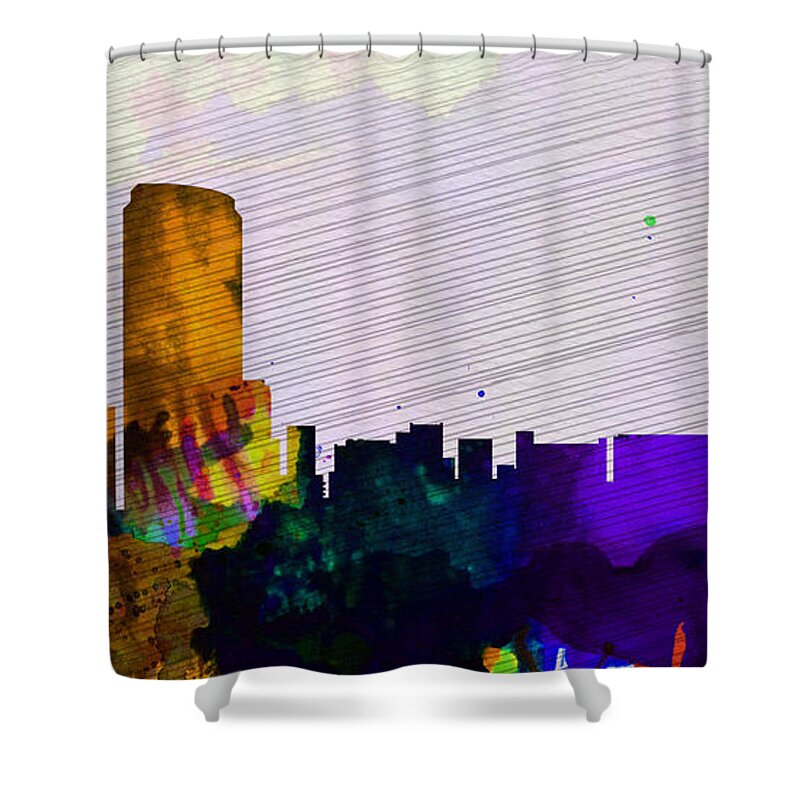  Shower Curtain featuring the painting Grand Rapids City Skyline by Naxart Studio
