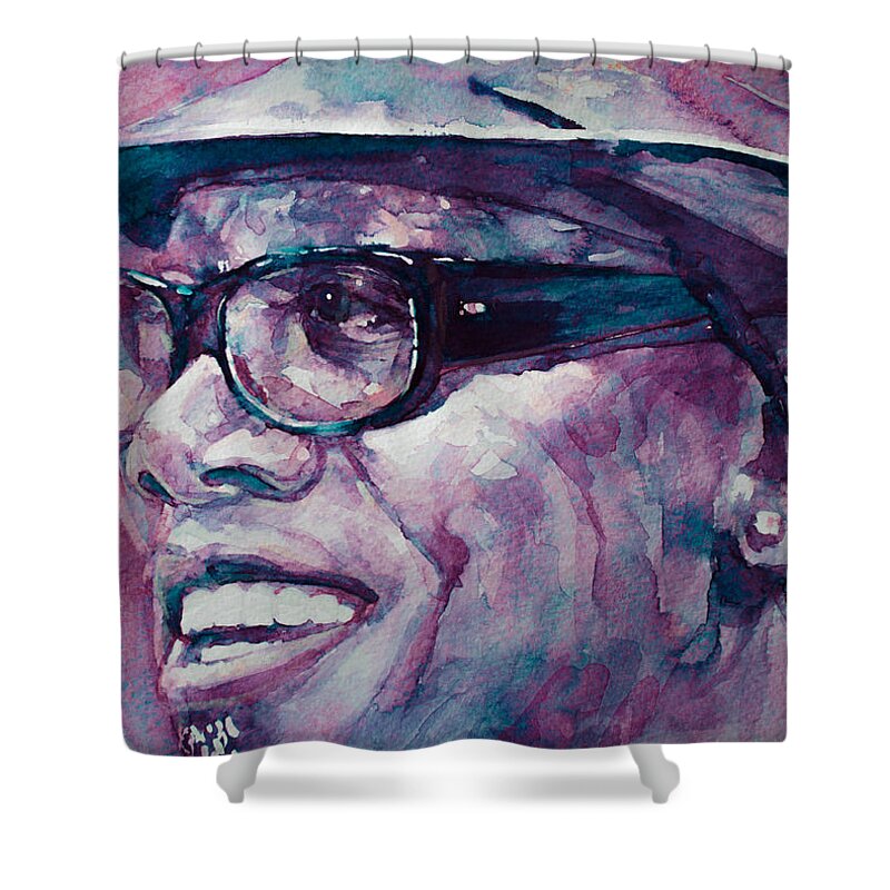 Sax Shower Curtain featuring the painting Working on a Dream by Laur Iduc