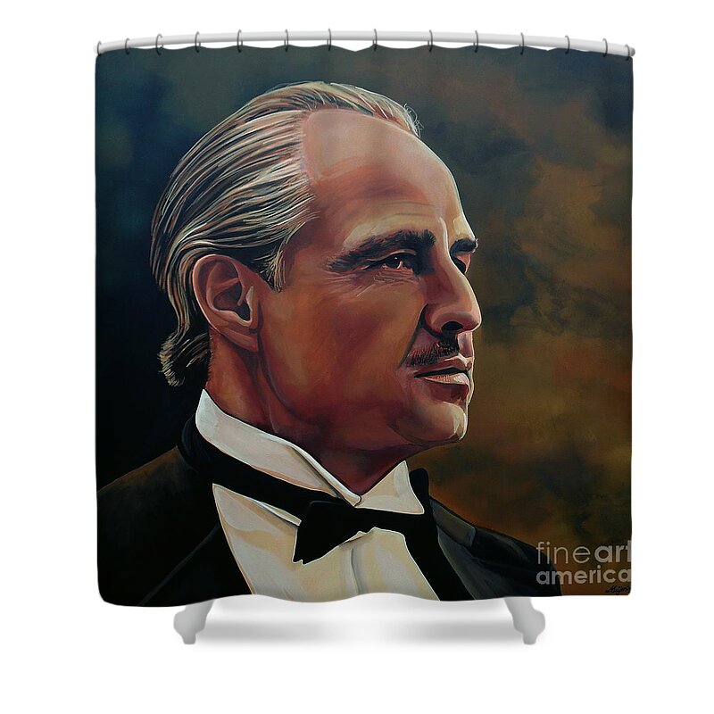 Marlon Brando Shower Curtain featuring the painting Marlon Brando by Paul Meijering