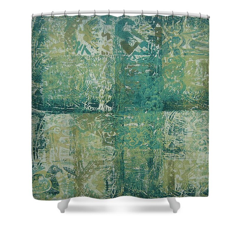 Wood Cut Shower Curtain featuring the painting Mesopotamia by Ousama Lazkani