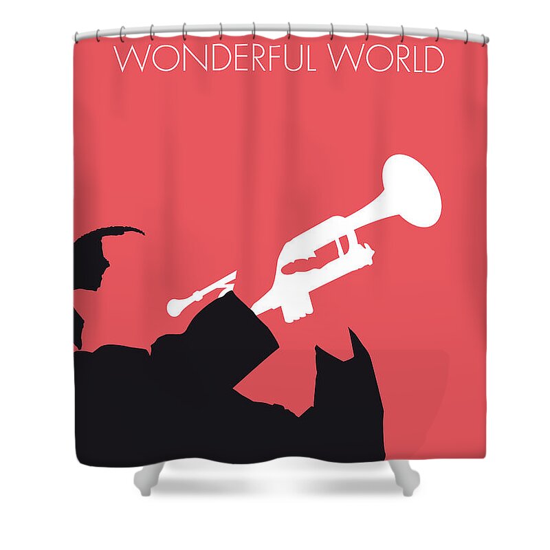 Louis Shower Curtain featuring the digital art No012 MY LOUIS ARMSTRONG Minimal Music poster by Chungkong Art