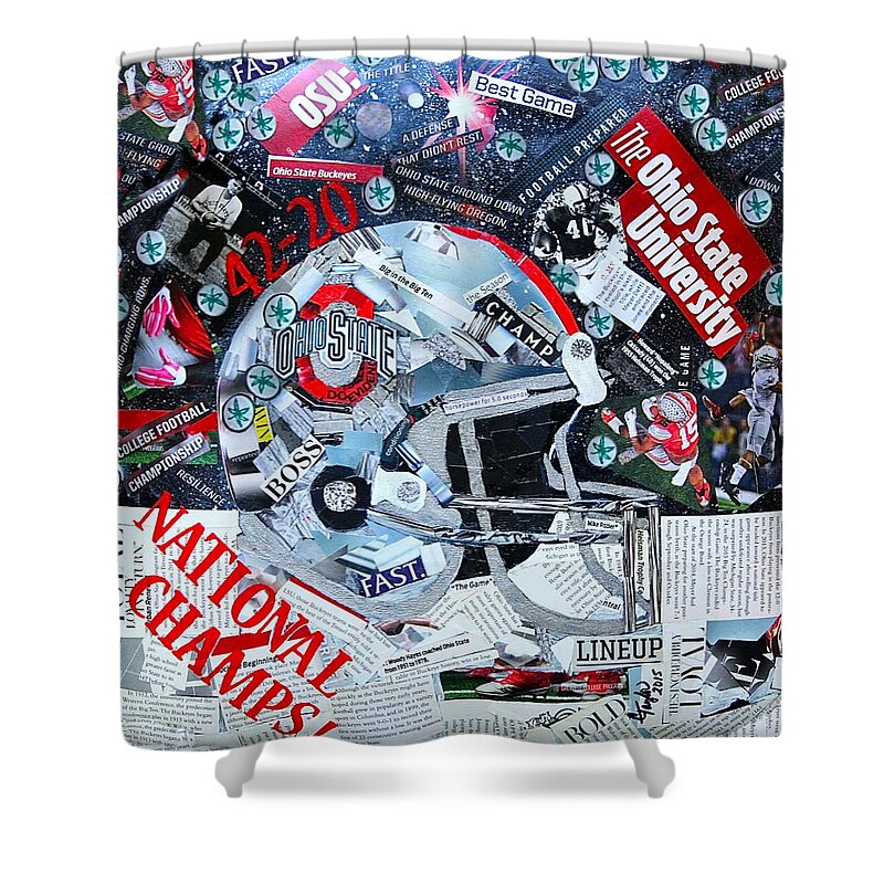 Ohio State Shower Curtain featuring the painting Ohio State University National Football Champs by Colleen Taylor