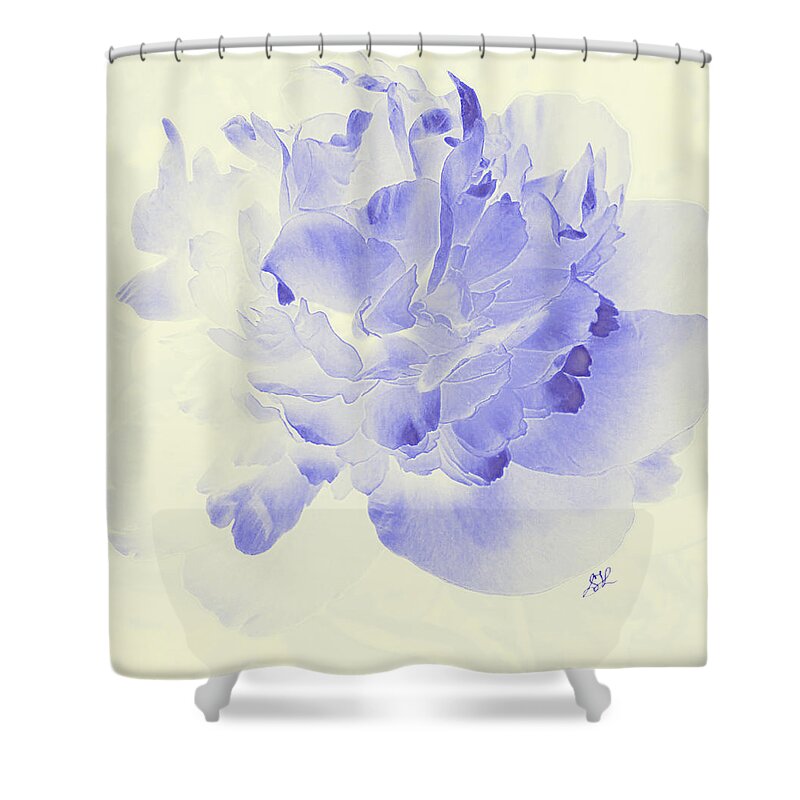 Flower Shower Curtain featuring the photograph Paeony - Shadow in Blue by Stephanie Grant