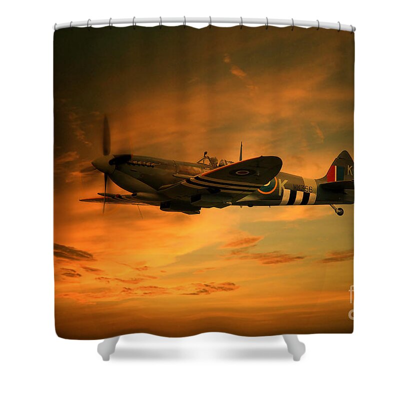 Spitfire Art Shower Curtain featuring the digital art Spitfire Glory by Airpower Art
