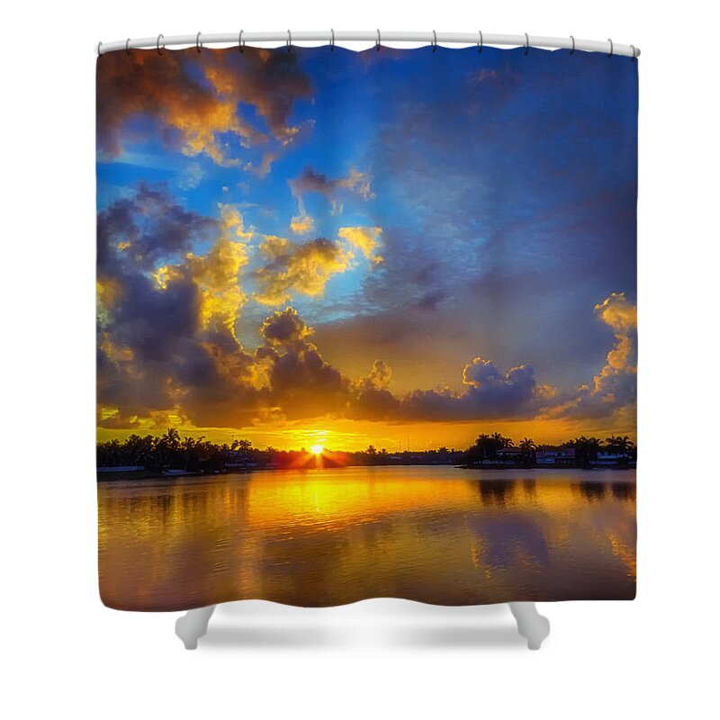 Florida Shower Curtain featuring the photograph Winter warmth in blue and gold by Sylvia J Zarco