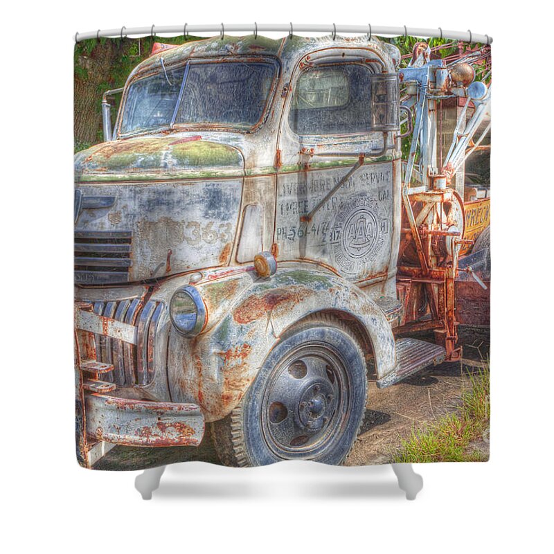 Tow Shower Curtain featuring the photograph 0281 Old Tow Truck by Steve Sturgill