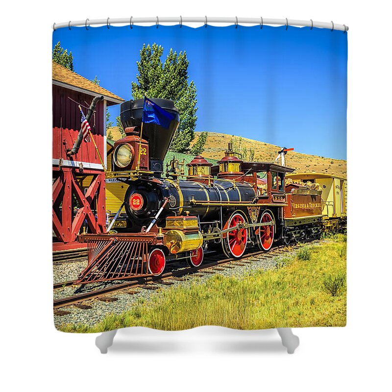 V &t Shower Curtain featuring the photograph Virginia and Truckee Gold Rush Train 22 #1 by LeeAnn McLaneGoetz McLaneGoetzStudioLLCcom