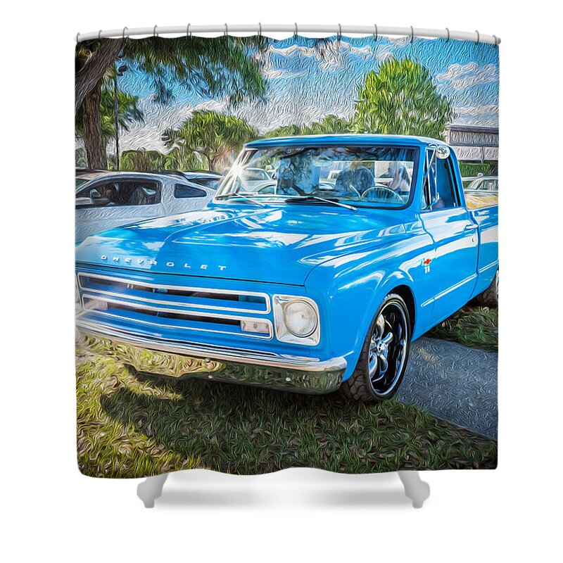 1967 Chevy Shower Curtain featuring the photograph 1967 Chevy Silverado Pick up Truck Painted by Rich Franco