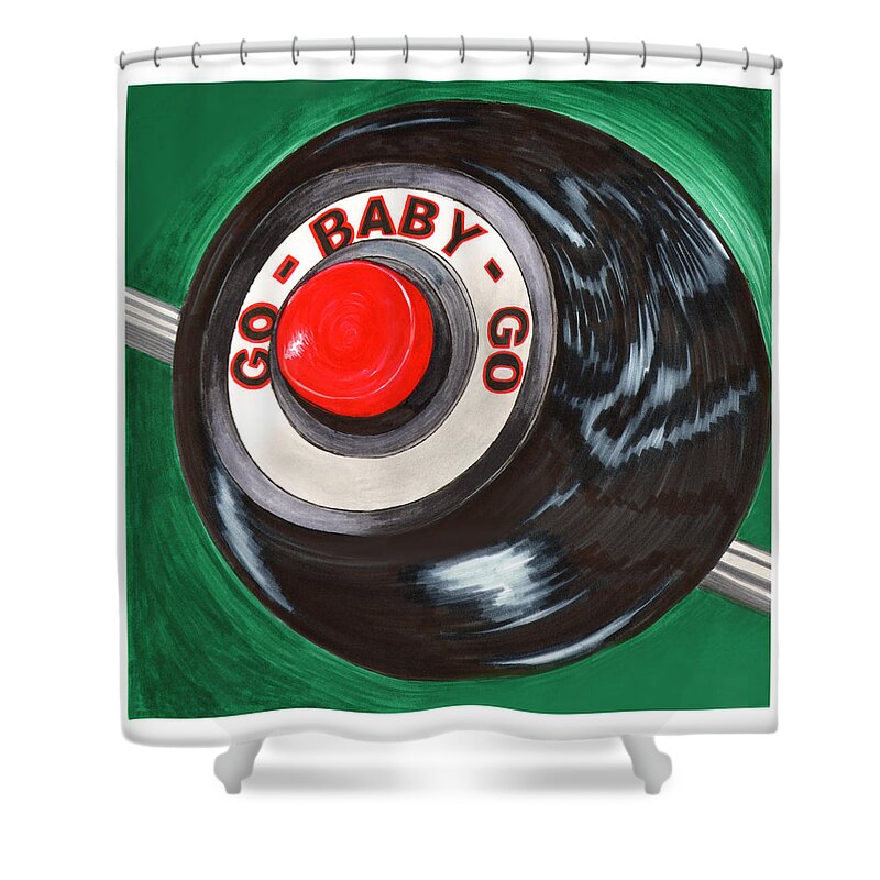 The Go-baby-go Button Is In The Movie Gone In 60 Seconds Star Shower Curtain featuring the painting Push My Button by Jack Pumphrey