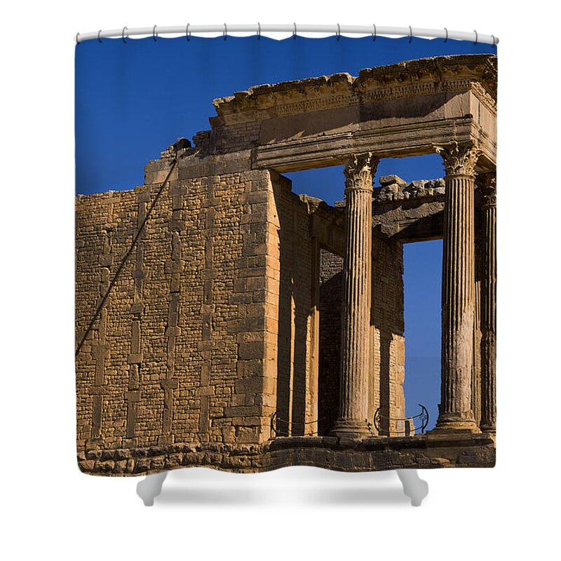 Roman Shower Curtain featuring the photograph 2nd Century Roman Ruins, Tunisia #1 by Bill Bachmann