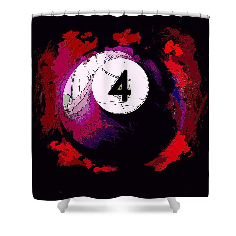Four Shower Curtain featuring the digital art 4 Ball Billiards Abstract #1 by David G Paul