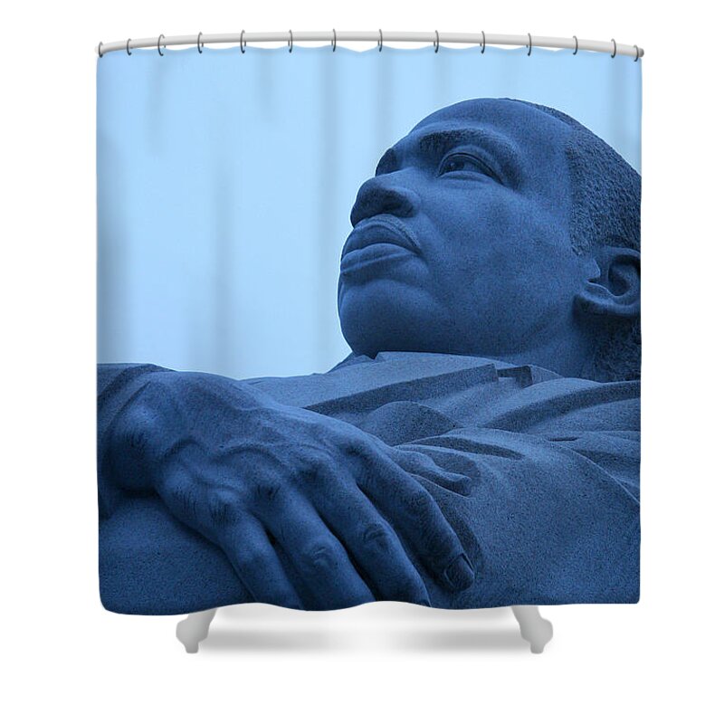 Martin Luther King Shower Curtain featuring the photograph A Blue Martin Luther King - 1 by Cora Wandel
