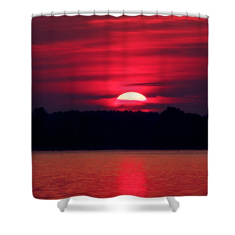 Calm Shower Curtain featuring the photograph A Chesapeake Bay Sunrise #1 by David Kay