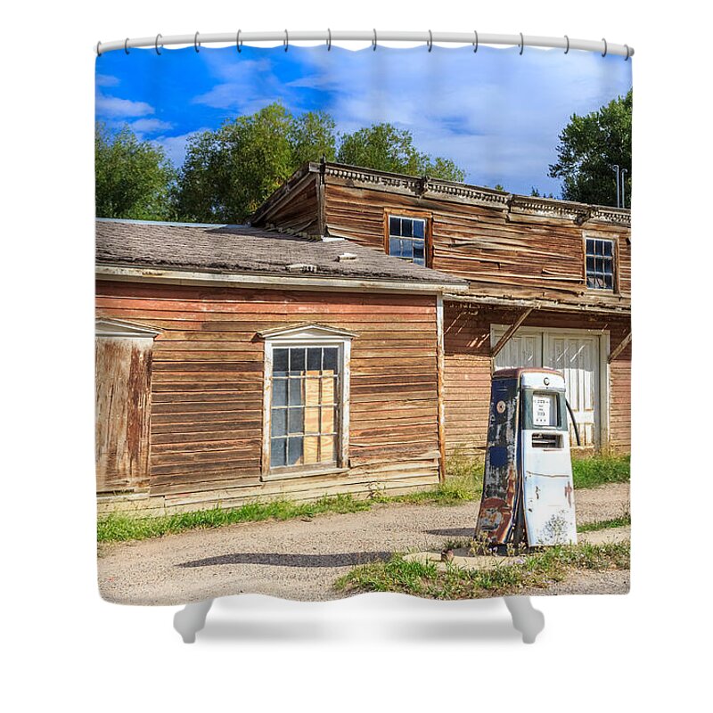 America Shower Curtain featuring the photograph Abandoned mining buildings #1 by Sue Leonard