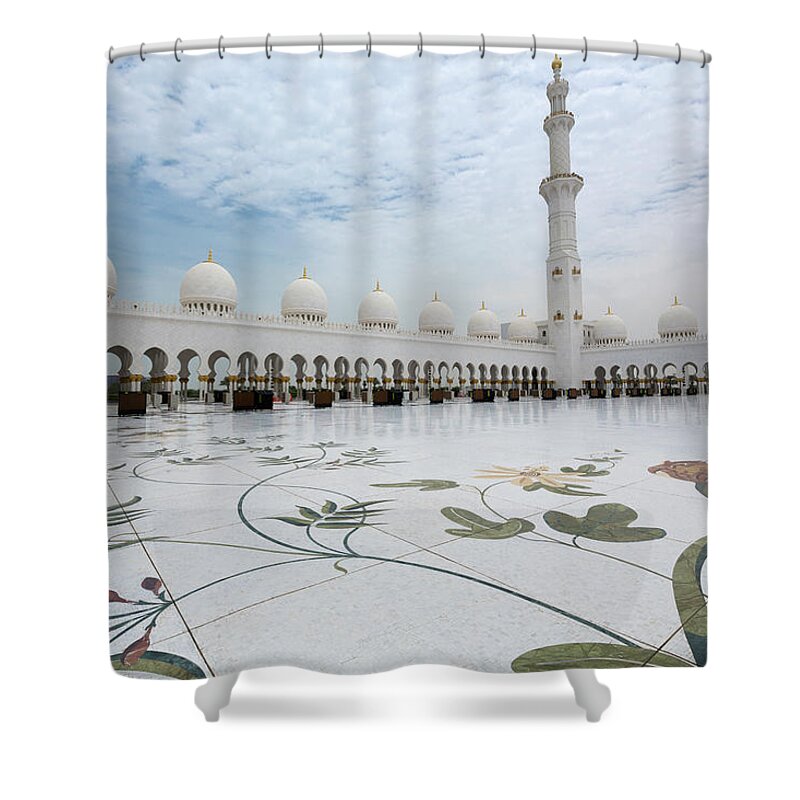 Tranquility Shower Curtain featuring the photograph Abu Dhabi Mosque #1 by Xu Jian