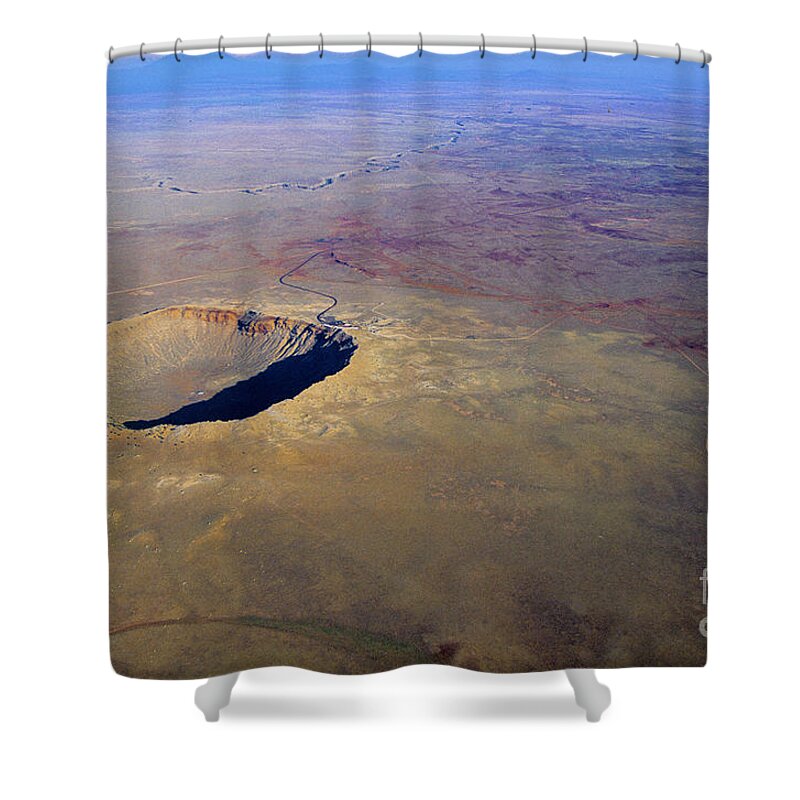 Science Shower Curtain featuring the photograph Aerial Of Meteor Crater #1 by Adam Sylvester