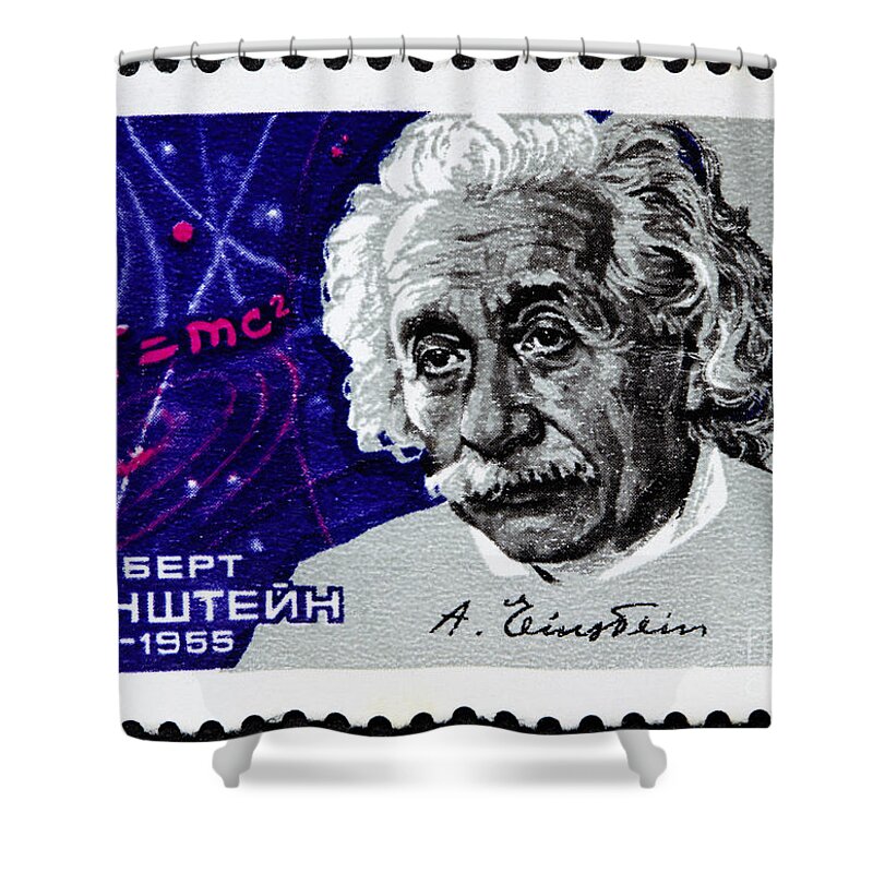 Albert Einstein Shower Curtain featuring the photograph Albert Einstein Stamp by GIPhotoStock