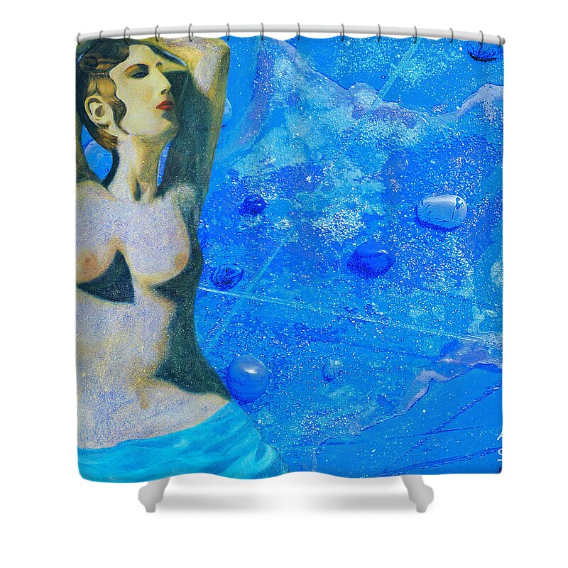 Modern Map Shower Curtain featuring the digital art Aphrodite and Cyprus Map #1 by Augusta Stylianou