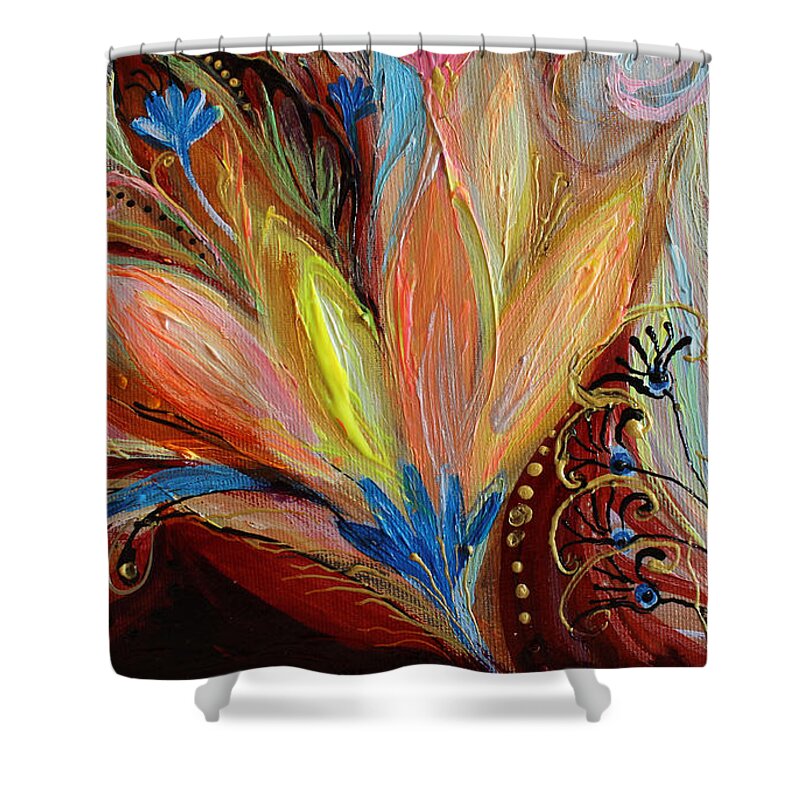 Jewish Art Prints Shower Curtain featuring the painting Artwork Fragment 54 #1 by Elena Kotliarker