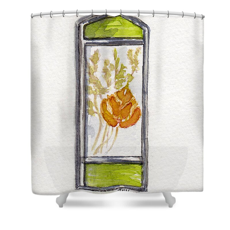 Stained Glass Shower Curtain featuring the painting Aspen Leaf Suncatcher by Julie Maas