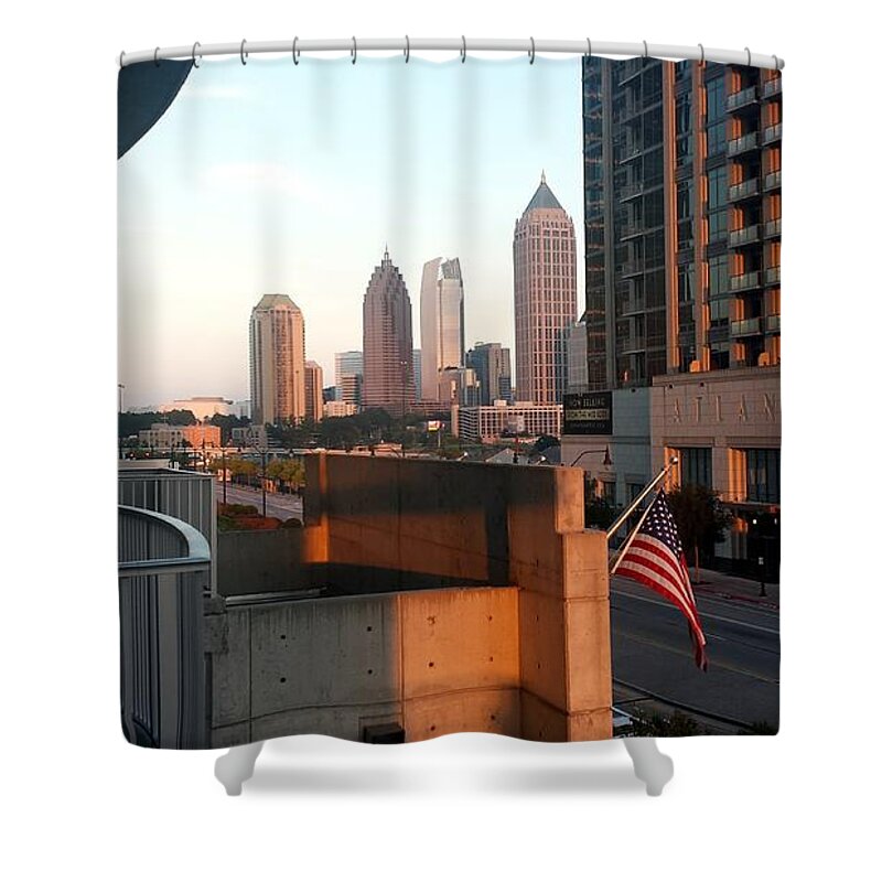 Cityscape Shower Curtain featuring the photograph Atlantic Station Sunset #1 by Kenny Glover