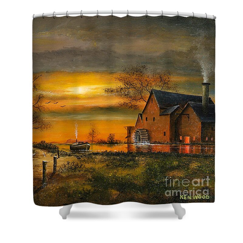 Countryside Shower Curtain featuring the painting Autumn Gold - English Countryside #2 by Ken Wood