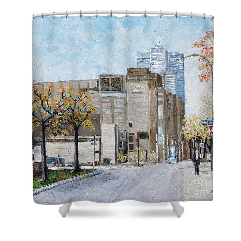 Montreal Shower Curtain featuring the painting Autumn in the City by Reb Frost