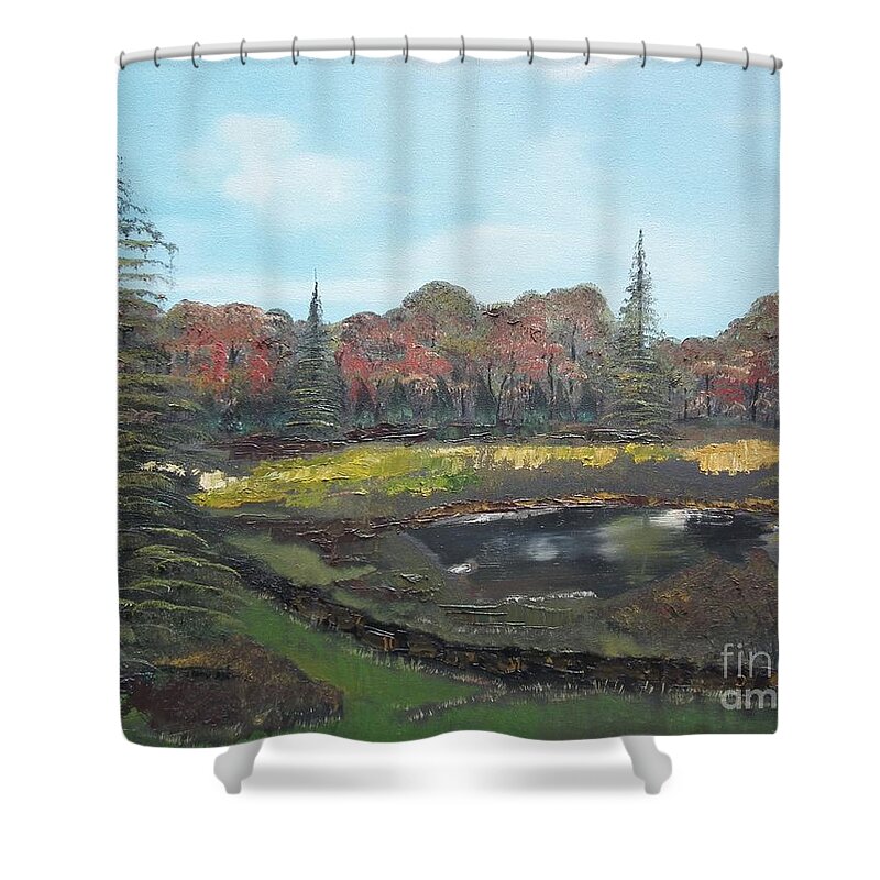 Landscape Shower Curtain featuring the painting Autumn Landscape by Jan Dappen