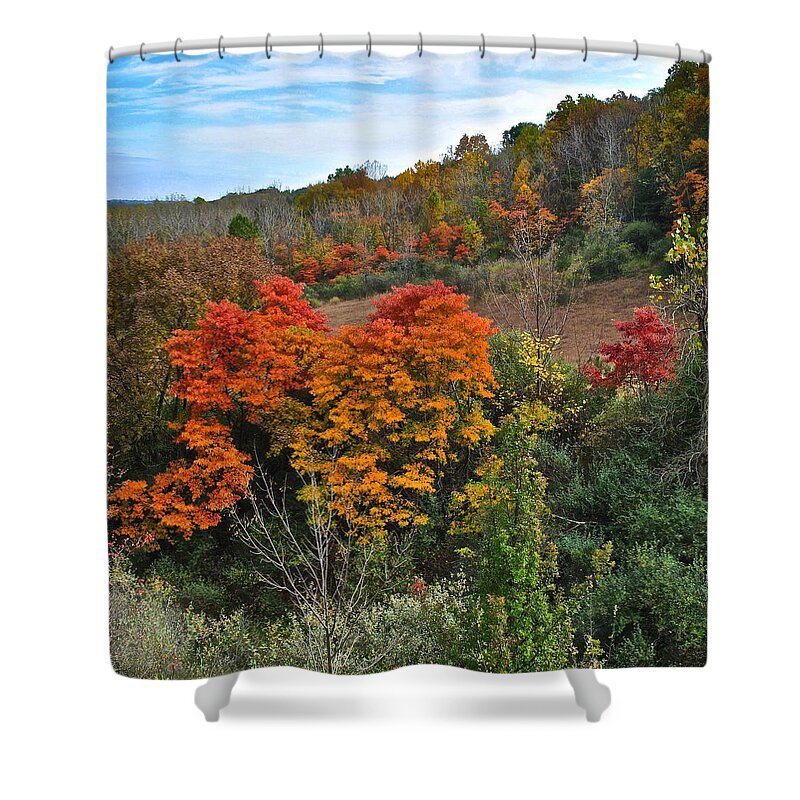 Autumn Shower Curtain featuring the photograph Autumnal Vista by Frozen in Time Fine Art Photography