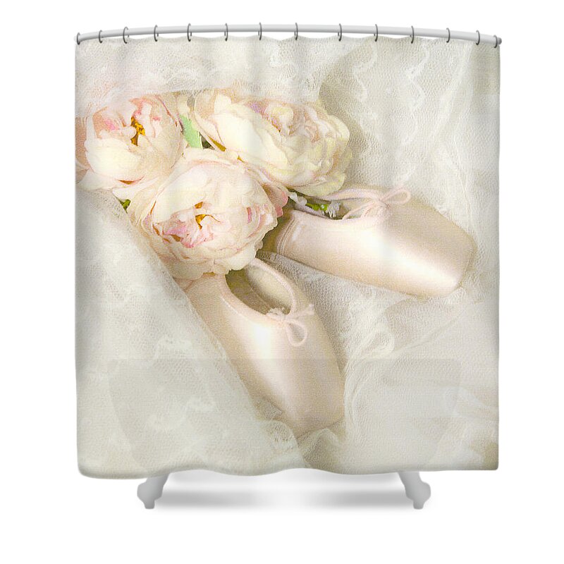 Shabby Chic Prints Shower Curtain featuring the photograph Ballet Shoes by Theresa Tahara