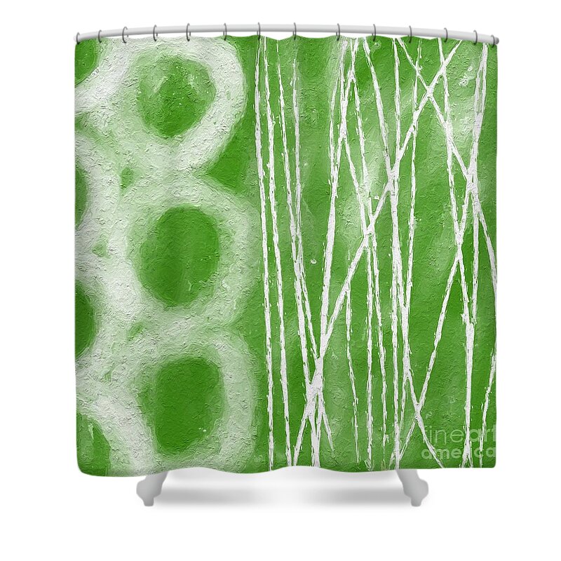 Abstract Shower Curtain featuring the painting Bamboo by Linda Woods