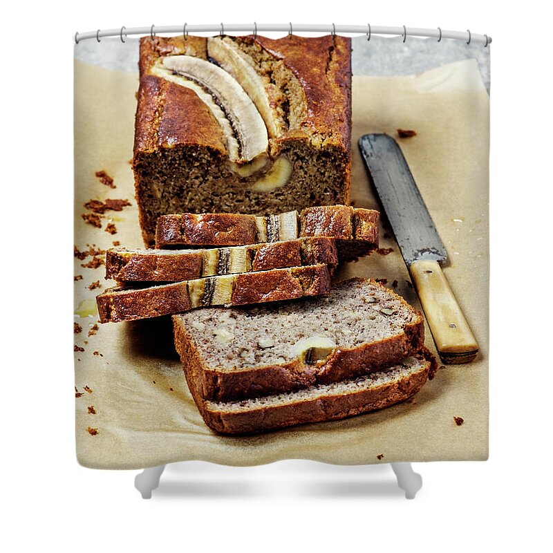 Temptation Shower Curtain featuring the photograph Banana Bread #1 by Claudia Totir