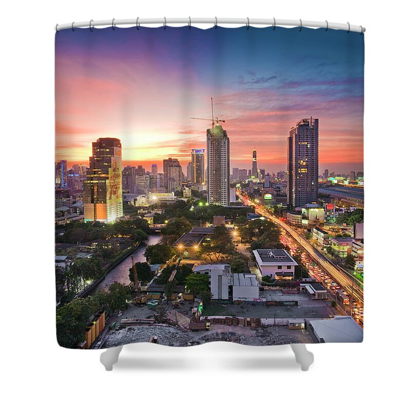 Outdoors Shower Curtain featuring the photograph Bangkok City #1 by Watcharit Praihirun