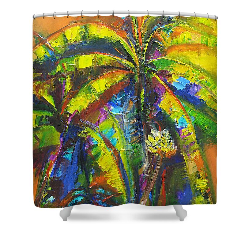 Banana Shower Curtain featuring the painting Bannana Tree #1 by Cynthia McLean