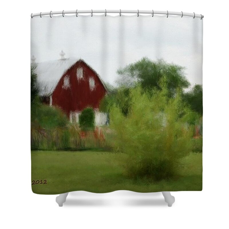 Barn Shower Curtain featuring the painting Barn in Wisconsin #1 by Bruce Nutting