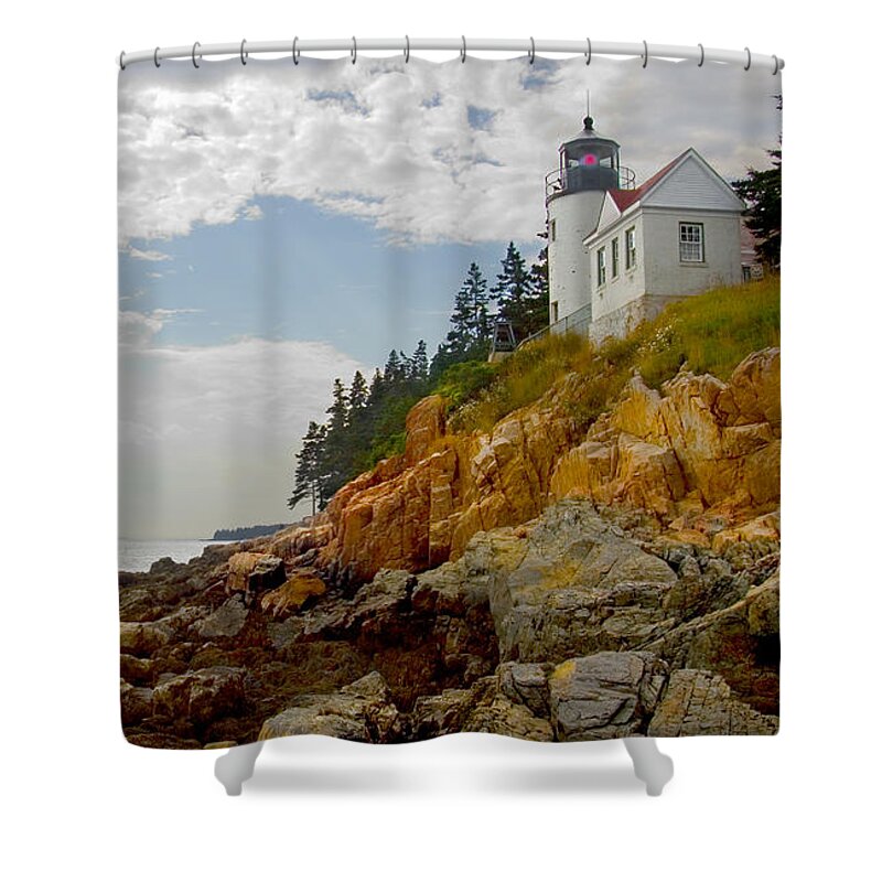 Maine Lighthouse Shower Curtain featuring the photograph Bass Harbor Head Lighthouse by Mike McGlothlen