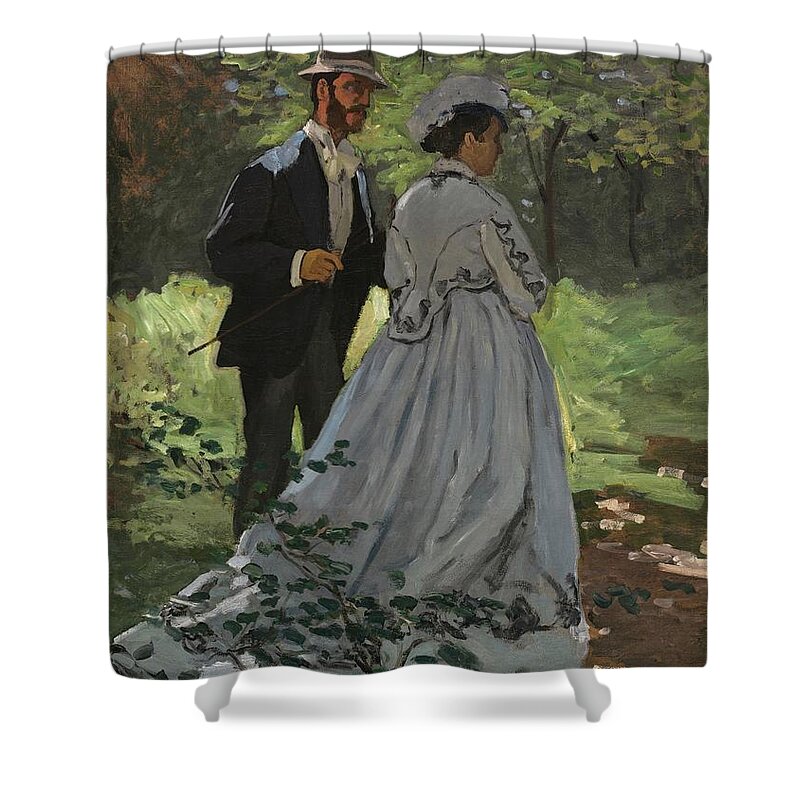 1865 Shower Curtain featuring the painting Bazille and Camille #1 by Claude Monet