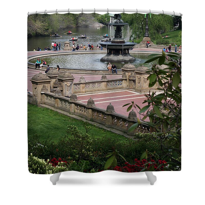 Bethesda Fountain Shower Curtain featuring the photograph Bethesda Fountain - Central Park NYC by Christiane Schulze Art And Photography