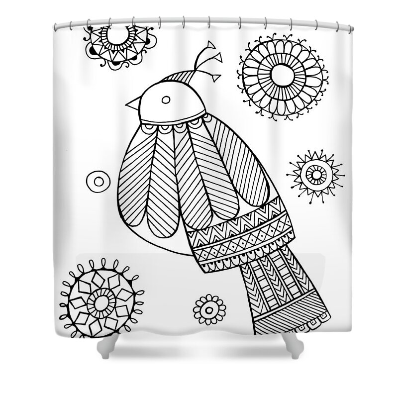 Neeti Goswami Shower Curtain featuring the drawing Bird Dove #1 by MGL Meiklejohn Graphics Licensing