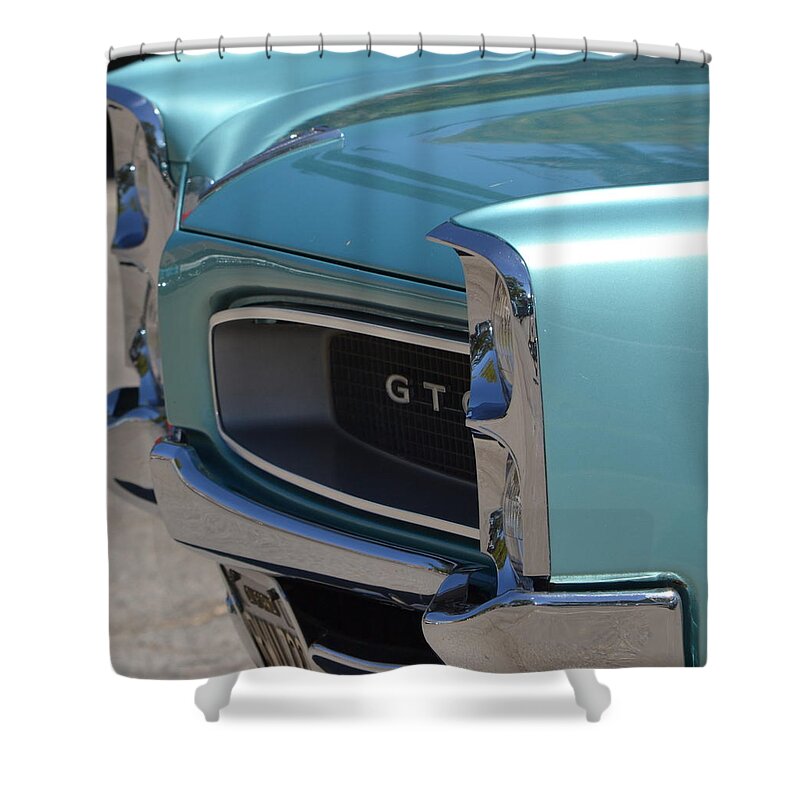 Pontiac Shower Curtain featuring the photograph Blue GTO #1 by Dean Ferreira