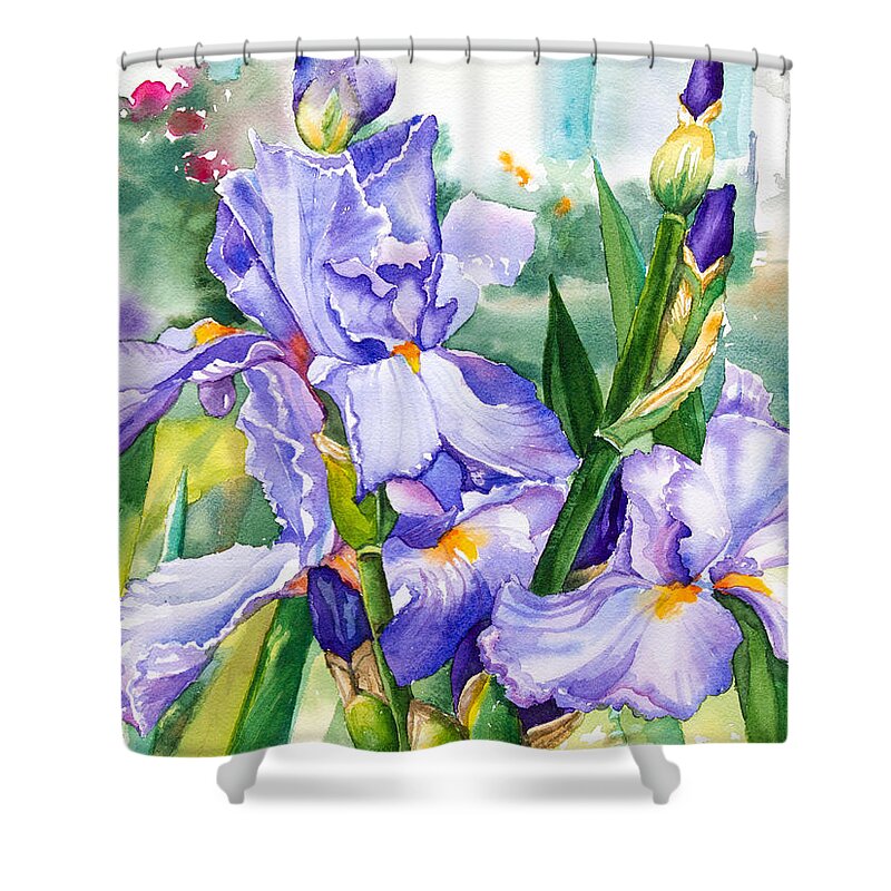 Iris Shower Curtain featuring the painting Blue Iris #1 by Patricia Allingham Carlson