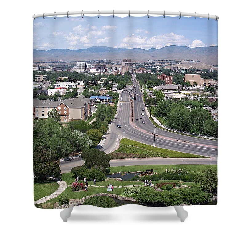 Views Shower Curtain featuring the photograph Boise from Boise Depot Tower #1 by Georgia Hamlin