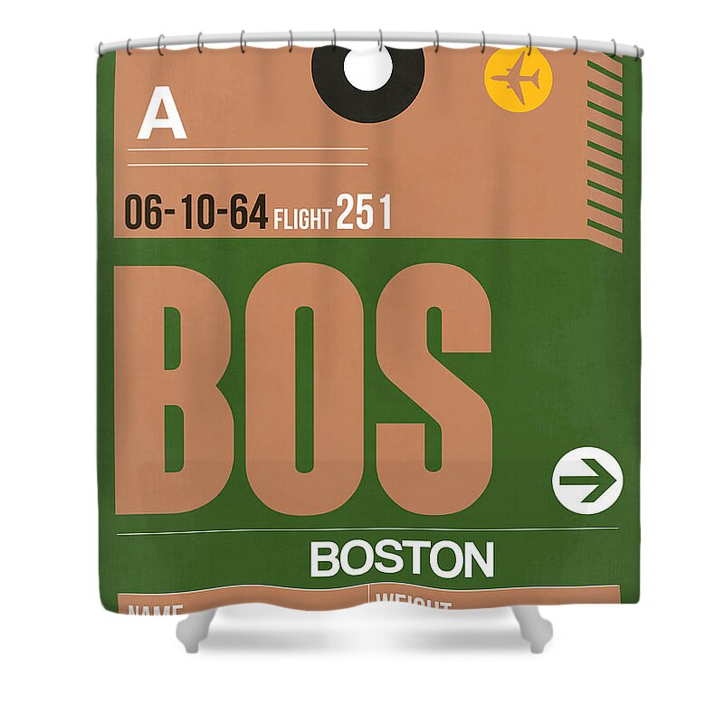 Boston Shower Curtain featuring the digital art Boston Luggage Poster 1 #1 by Naxart Studio